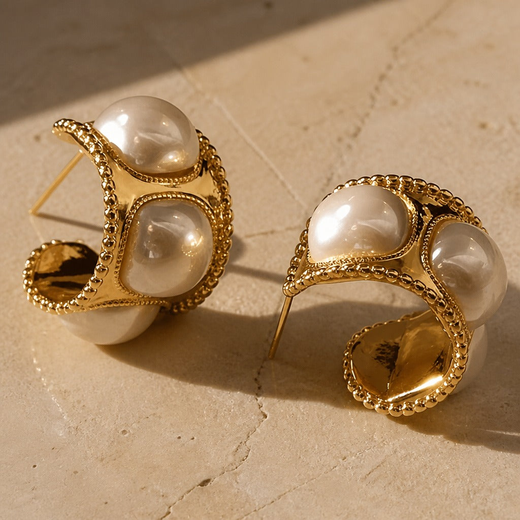 Timeless Gold Pearl Earrings