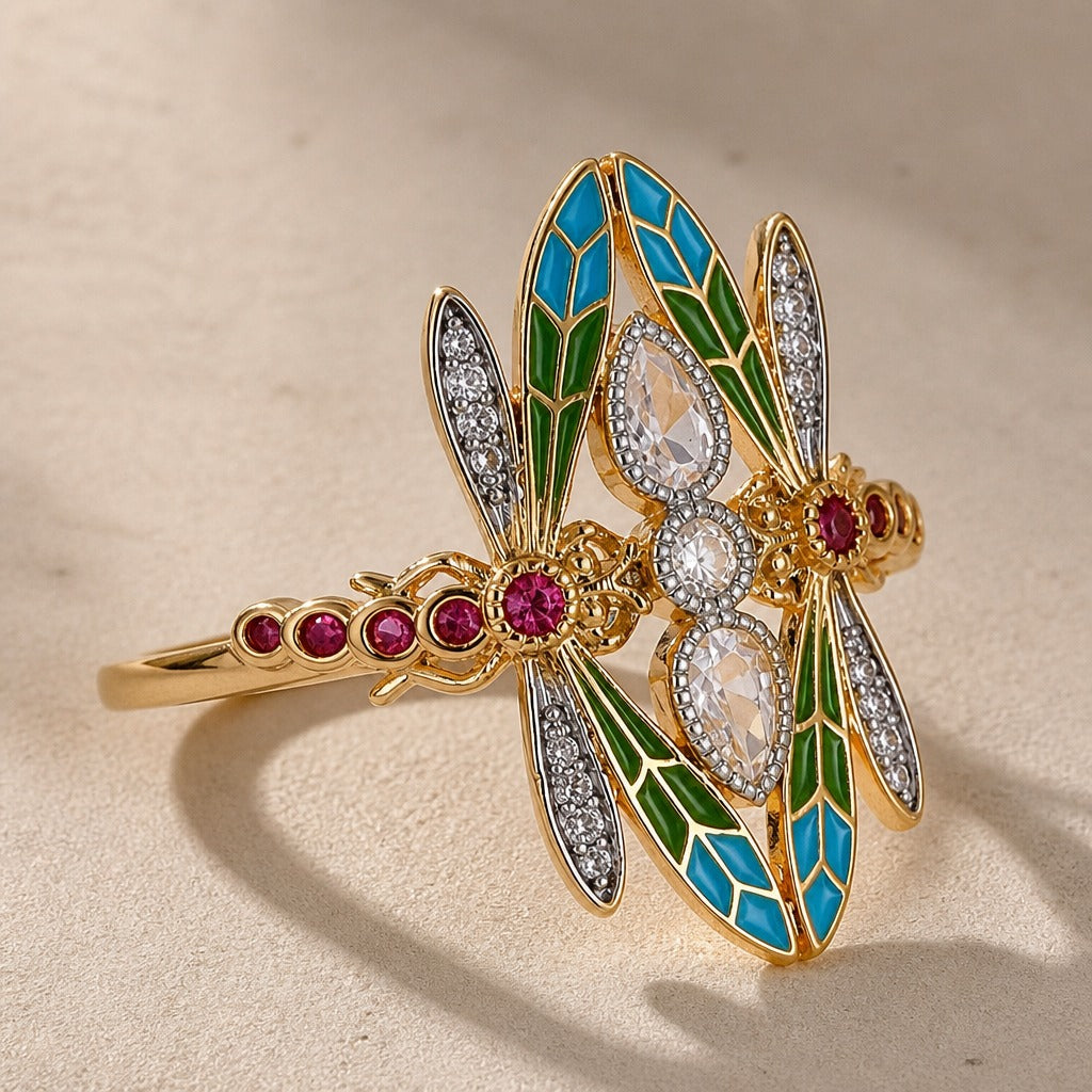 Ethereal Dragonfly Statement Ring
