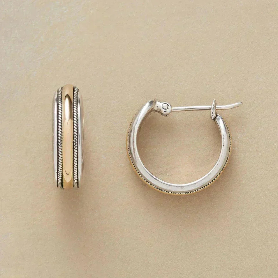 Shimmering Gold Silver Hoop Earrings