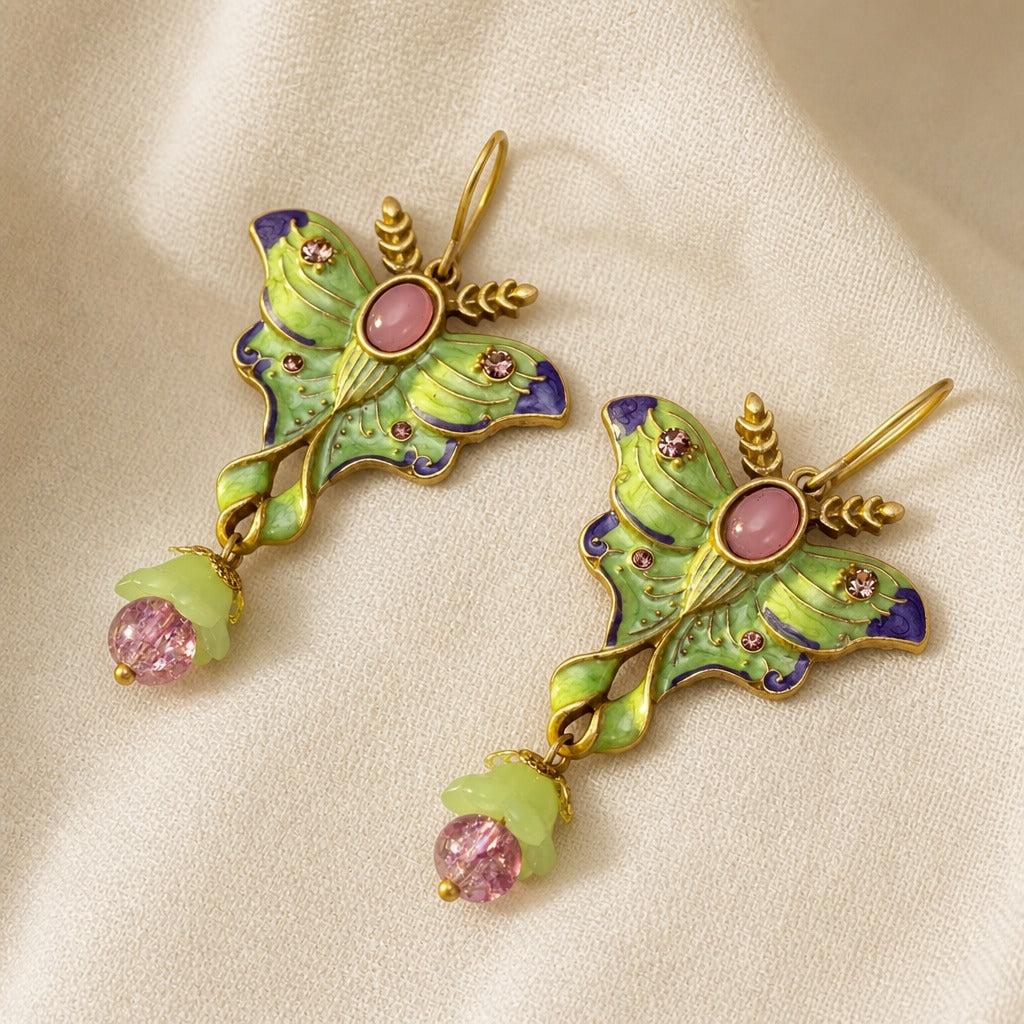 Antique Butterfly Enamel Earrings