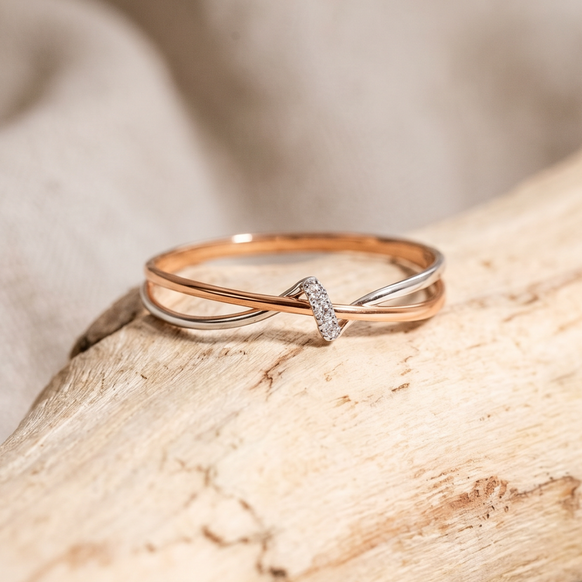 Vintage Golden & Silver Twist Ring