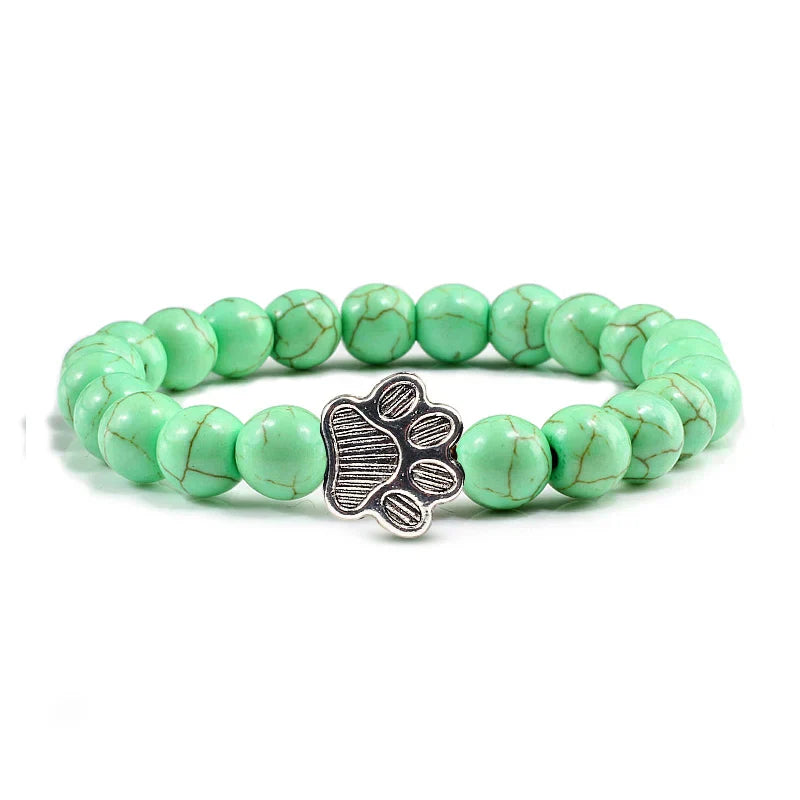 Beaded Paw Bracelet β Natural Stone Design