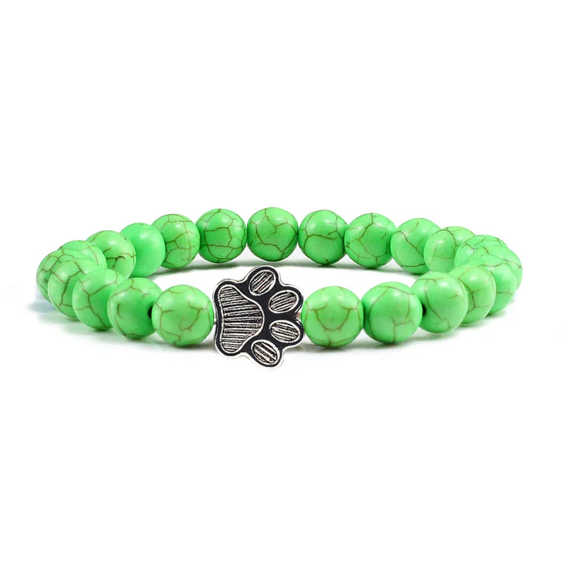 Beaded Paw Bracelet β Natural Stone Design