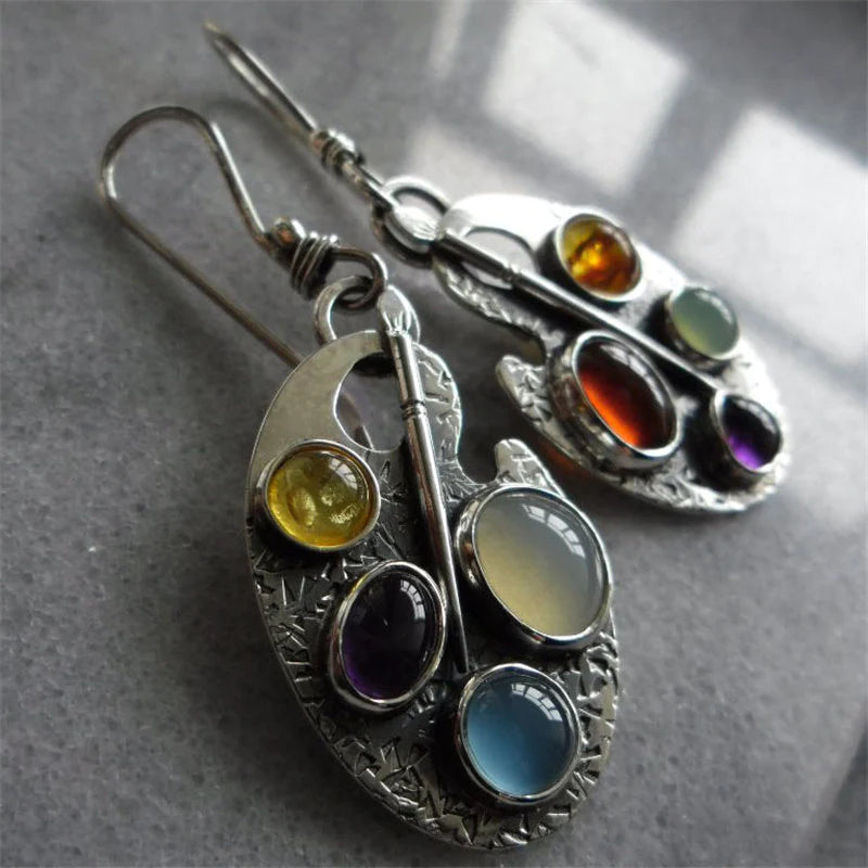 Multicolored Stone Vintage Earrings