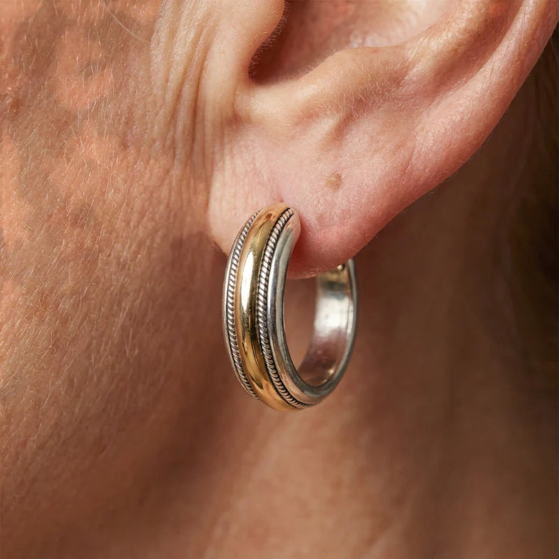 Shimmering Gold Silver Hoop Earrings