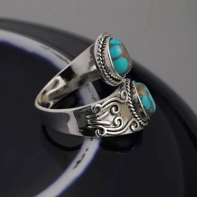 Vintage Silver Turquoise Cross Ring