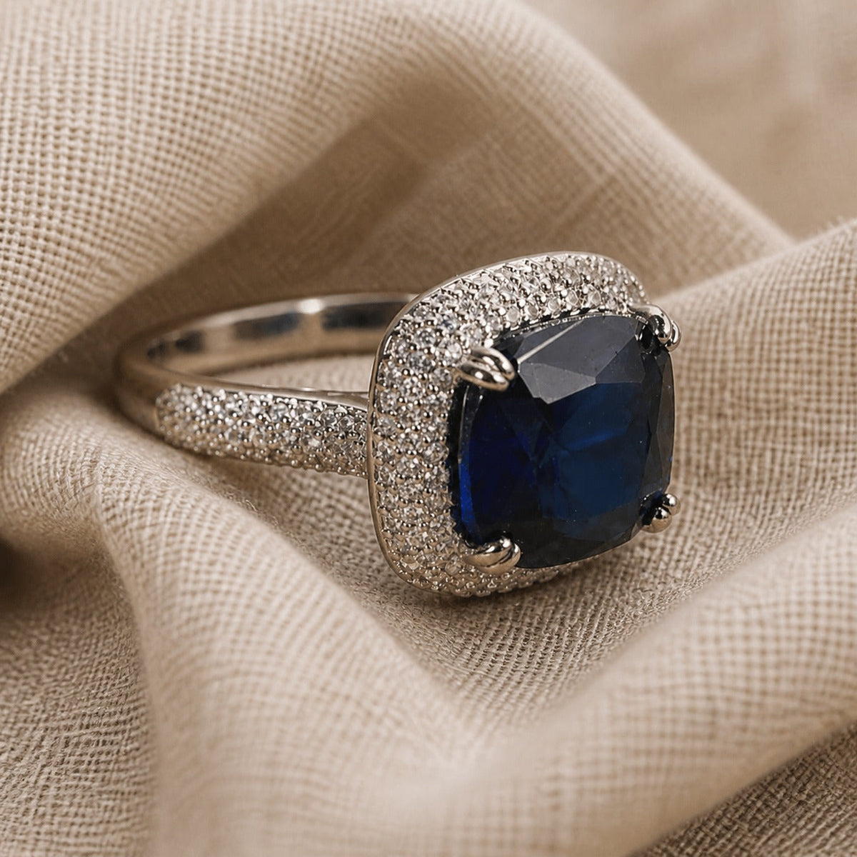 Shimmering Sapphire Silver Ring