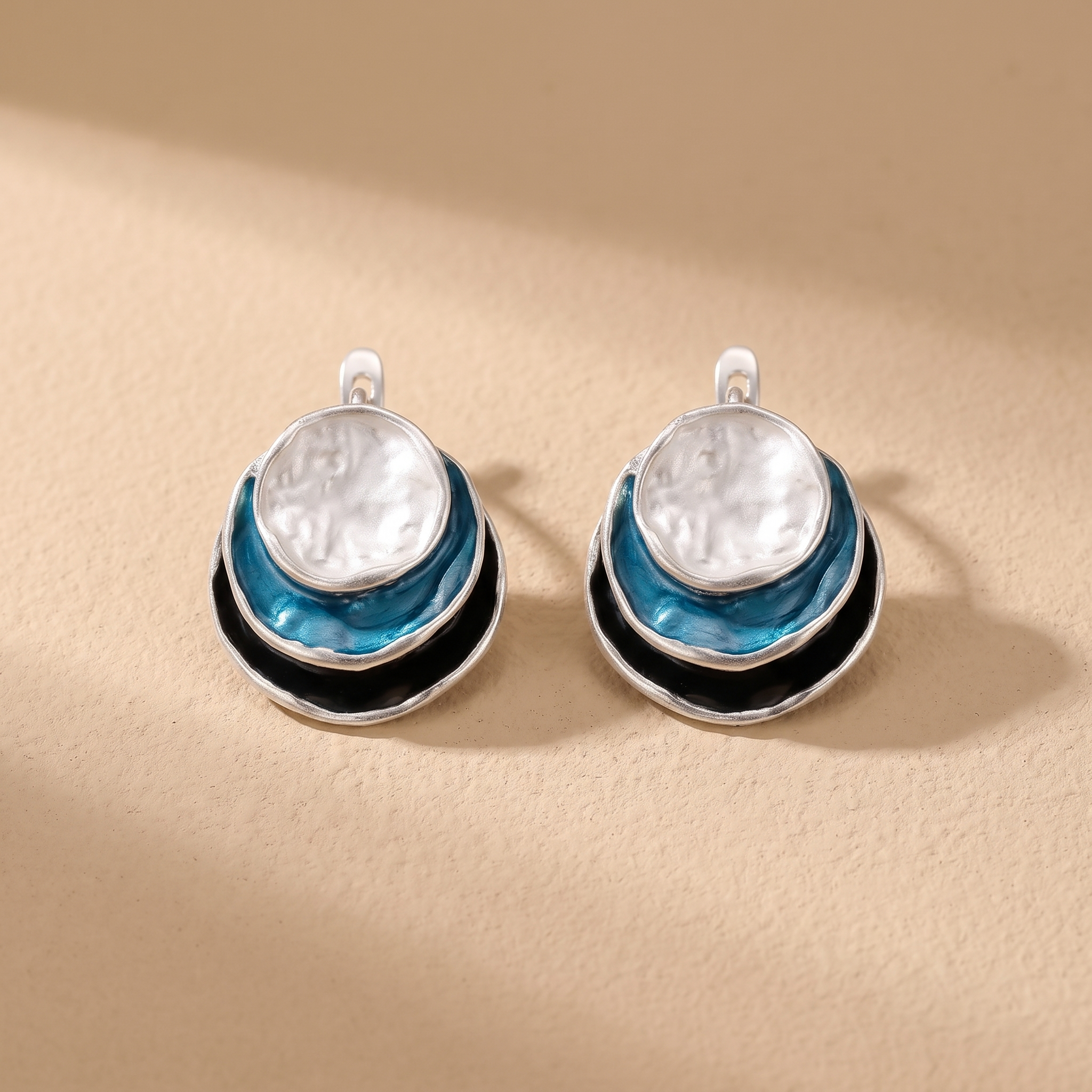 Ocean Hand Painted Layered Hoop Earrings