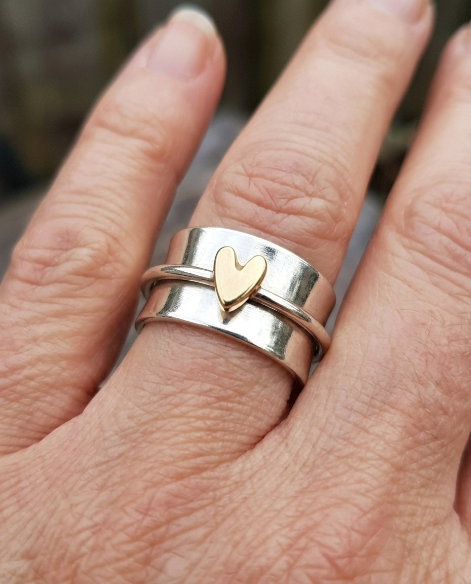 Vintage Silver Golden Heart Ring
