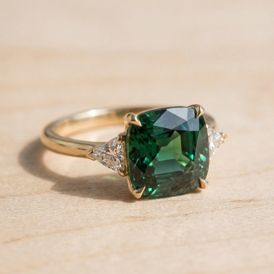 Elegant Square Emerald Ring
