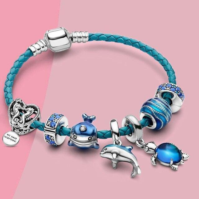 Oceano Bracelet + Charms included in Leather and Silver | Sustainable Ocean-Inspired Jewelry