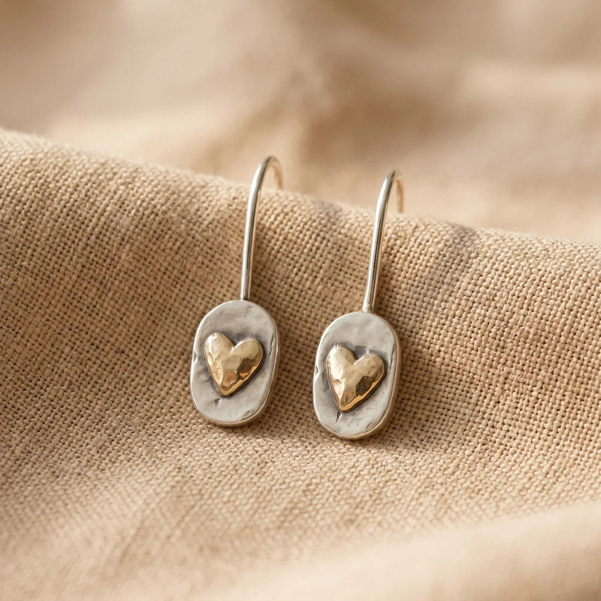 Vintage Silver Golden Heart Earrings