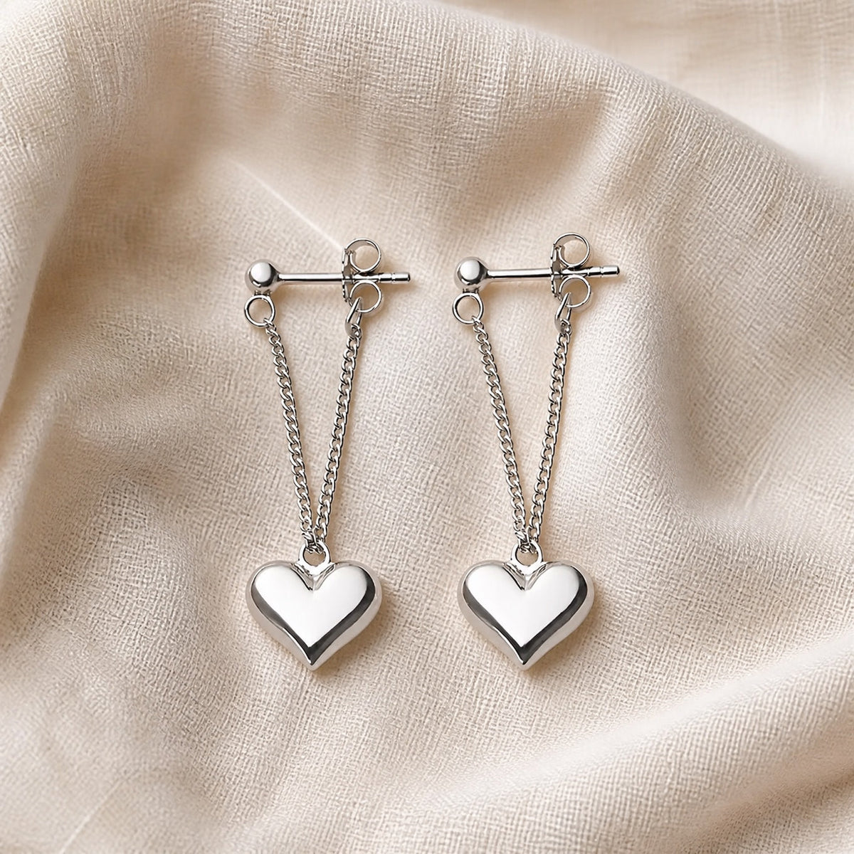 Elegant White Gold Heart Earrings
