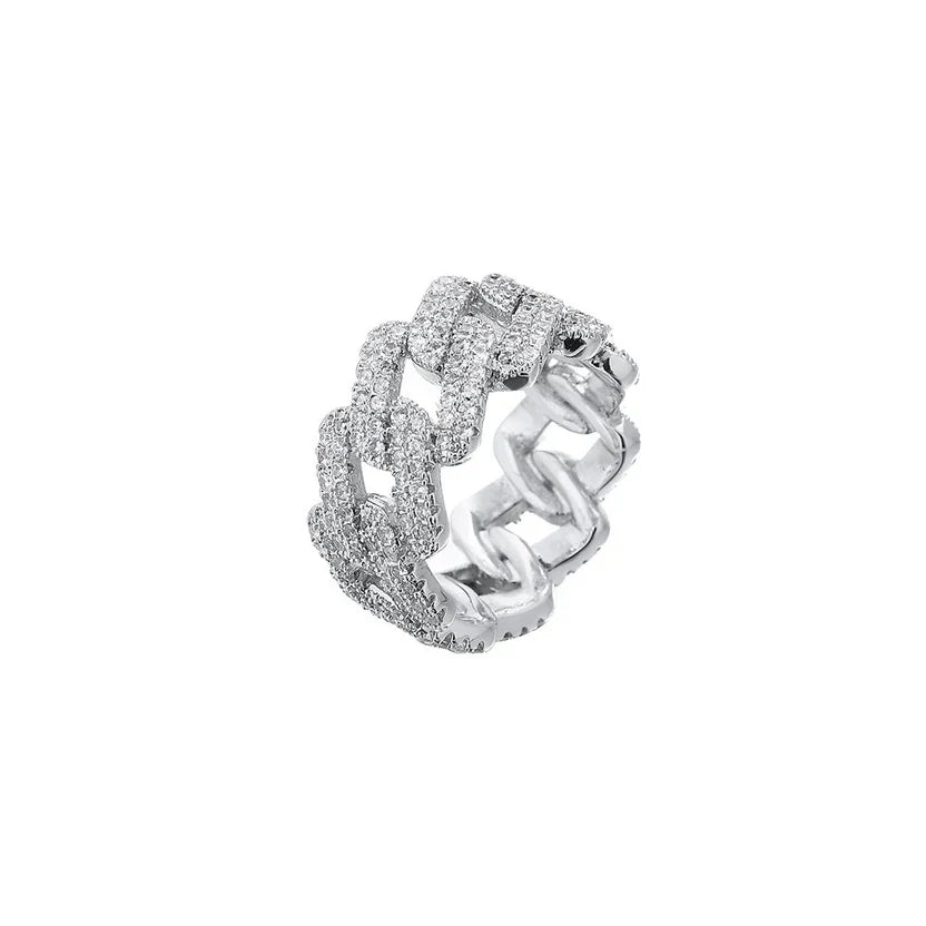 Elegant Gold and Silver Zirconia Inlaid Ring