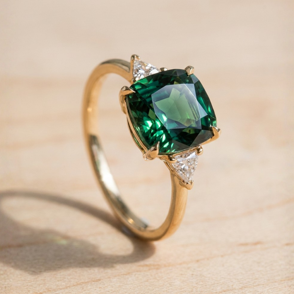 Elegant Square Emerald Ring
