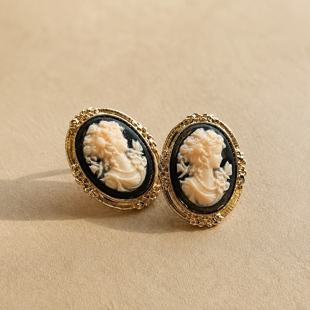 Celestial Cameo Stud Earrings