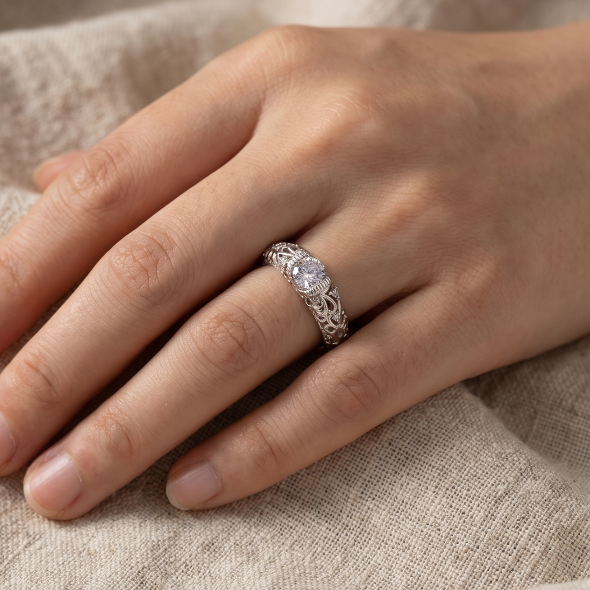 Noble Silver Zirconia Ring