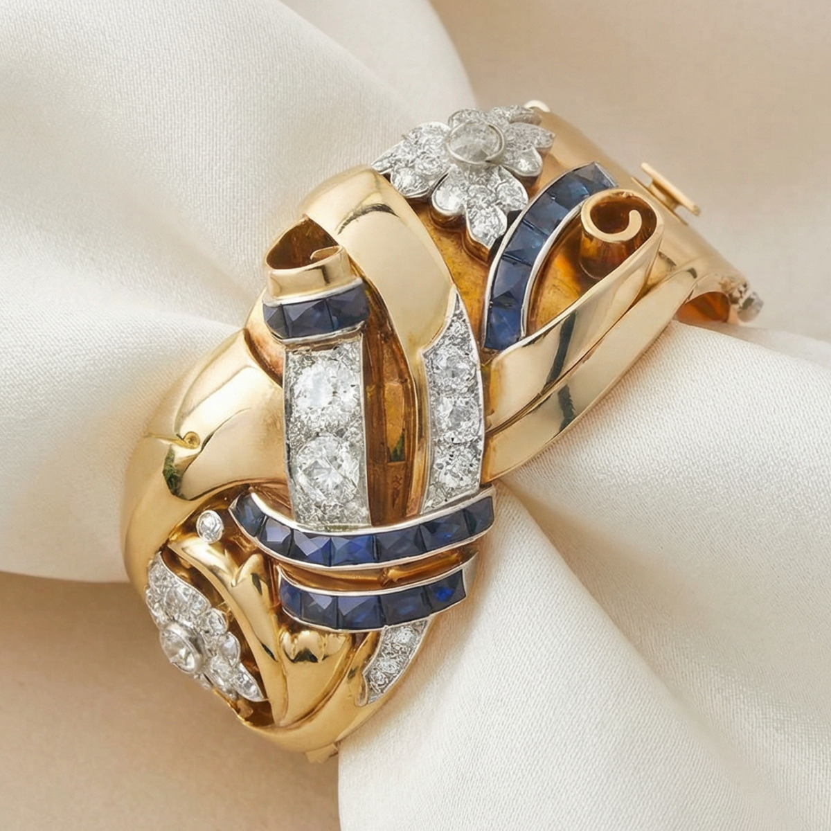 Vintage Gold Blue Zirconia Ring