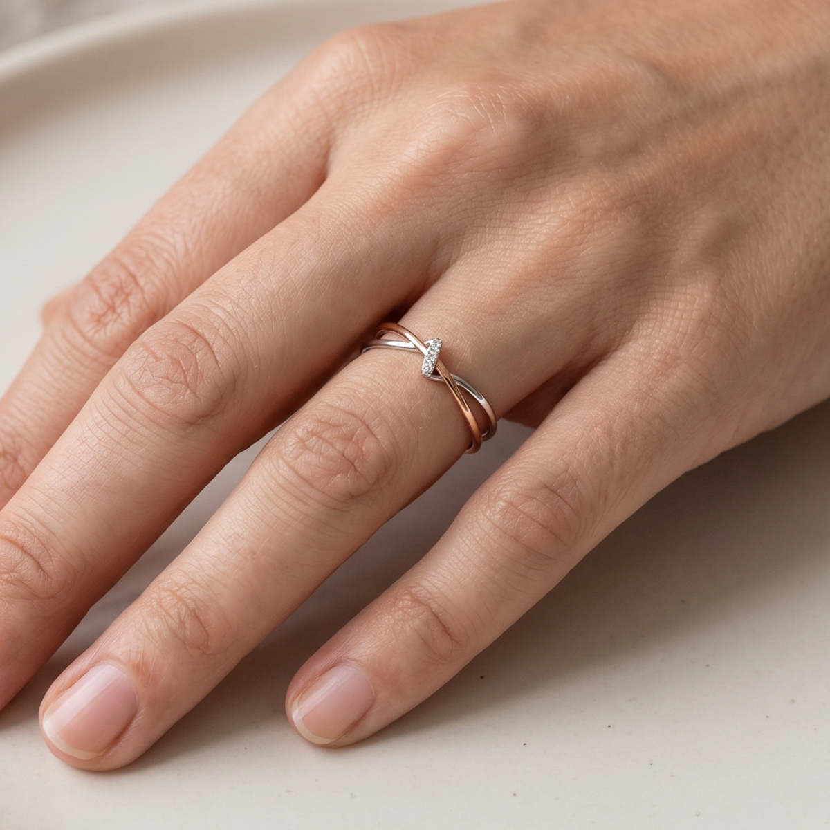 Vintage Golden & Silver Twist Ring