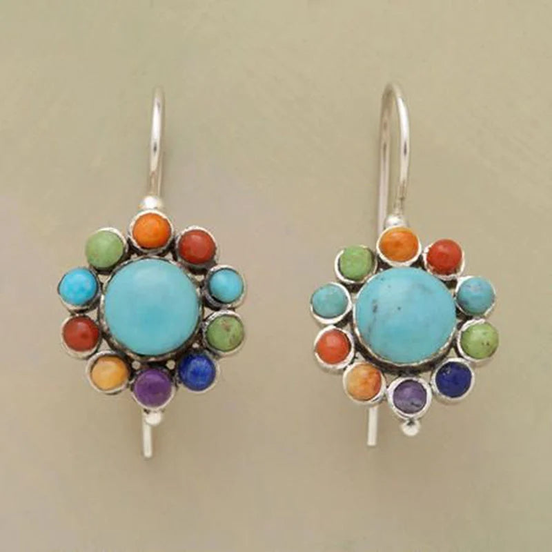 Iris - Vintage Turquoise Hoop Earrings