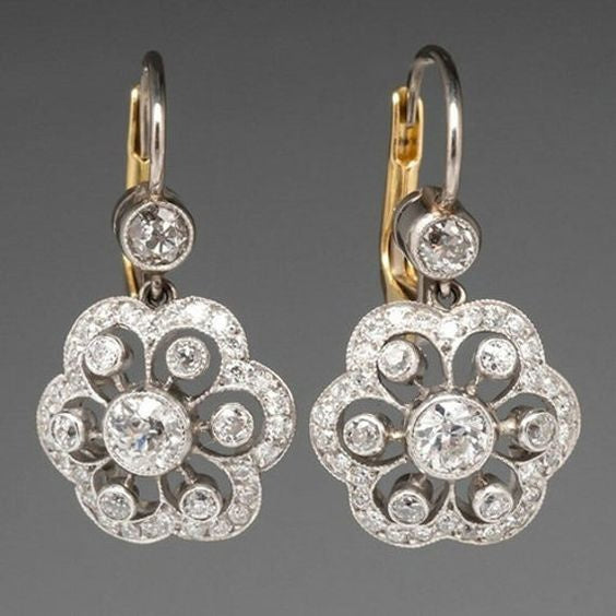 Mandala Vintage Earrings Enhanced with Crystals
