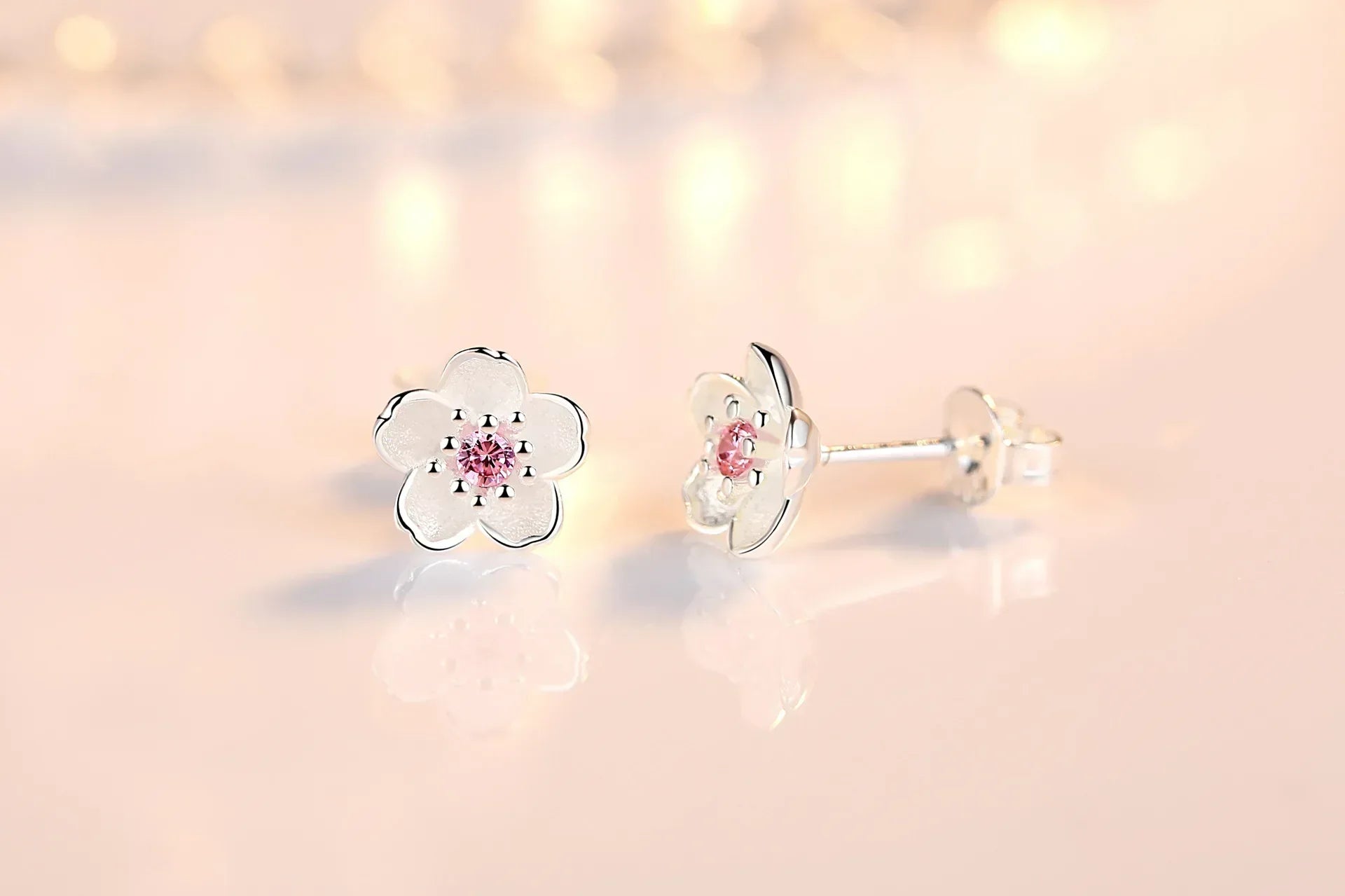 Zirconia Flower Stud Earrings