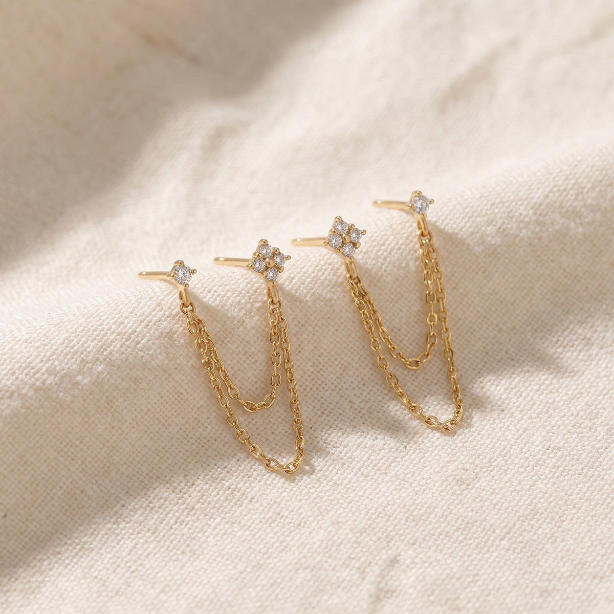 Double Zirconia Stud Earrings