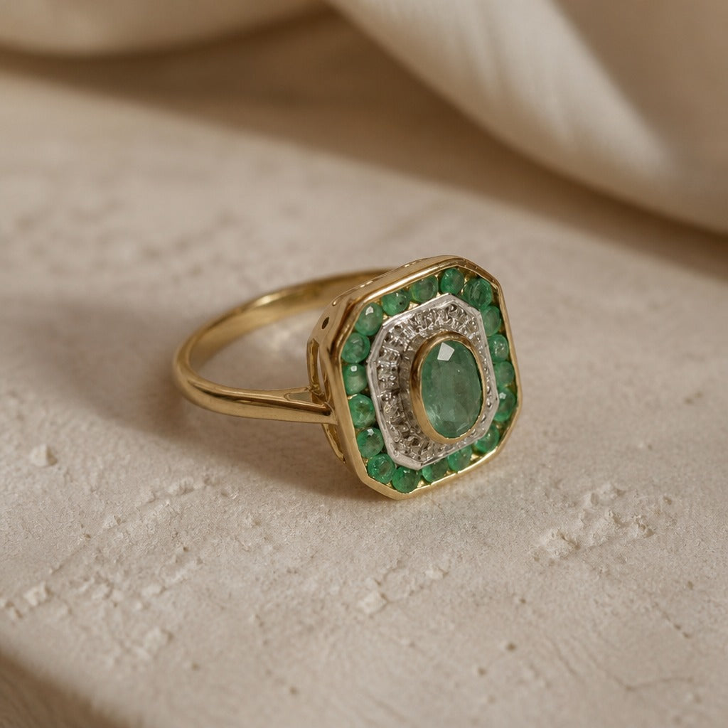 Vintage Teal Zirconia Ring