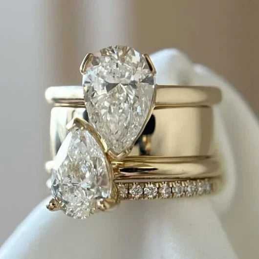 Vintage Dual Zirconia Drop Ring