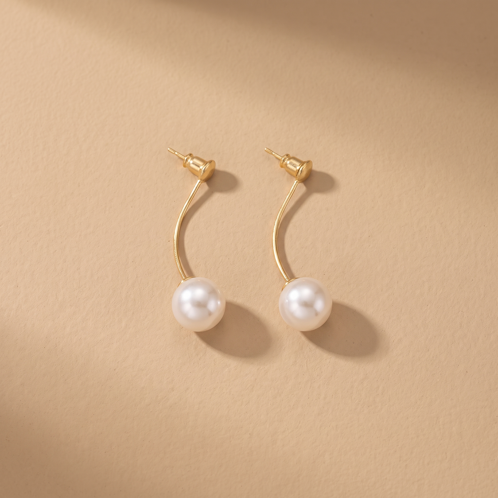 Elegant Pearl Drop Gold Earrings