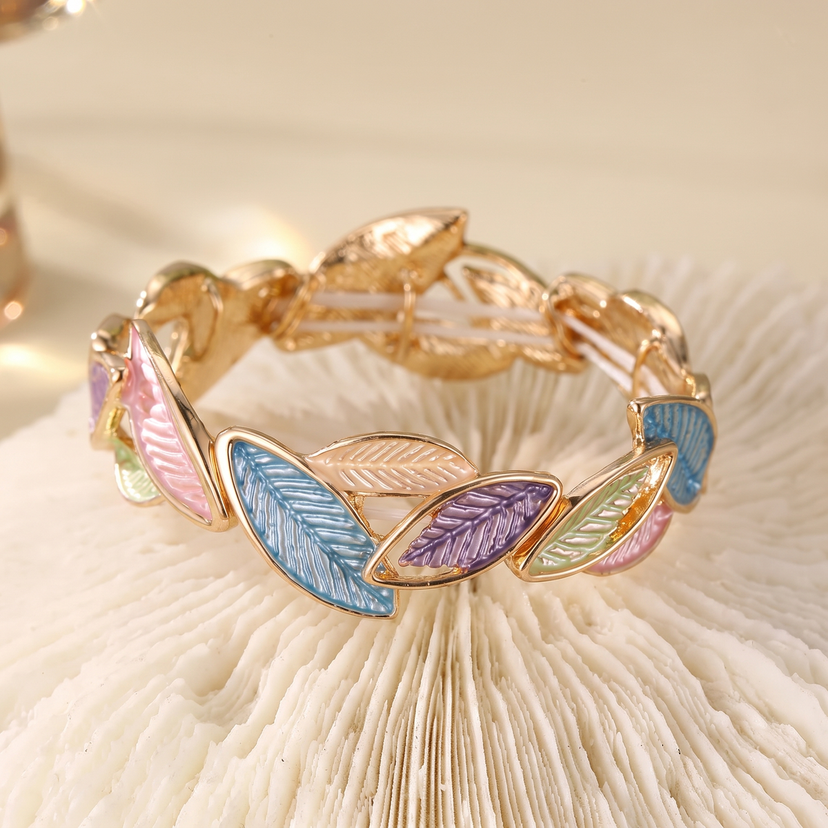 Vintage Gold Colorful Leaf Bracelet