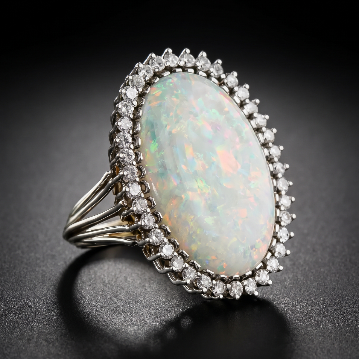 Grand White Opal Halo Ring