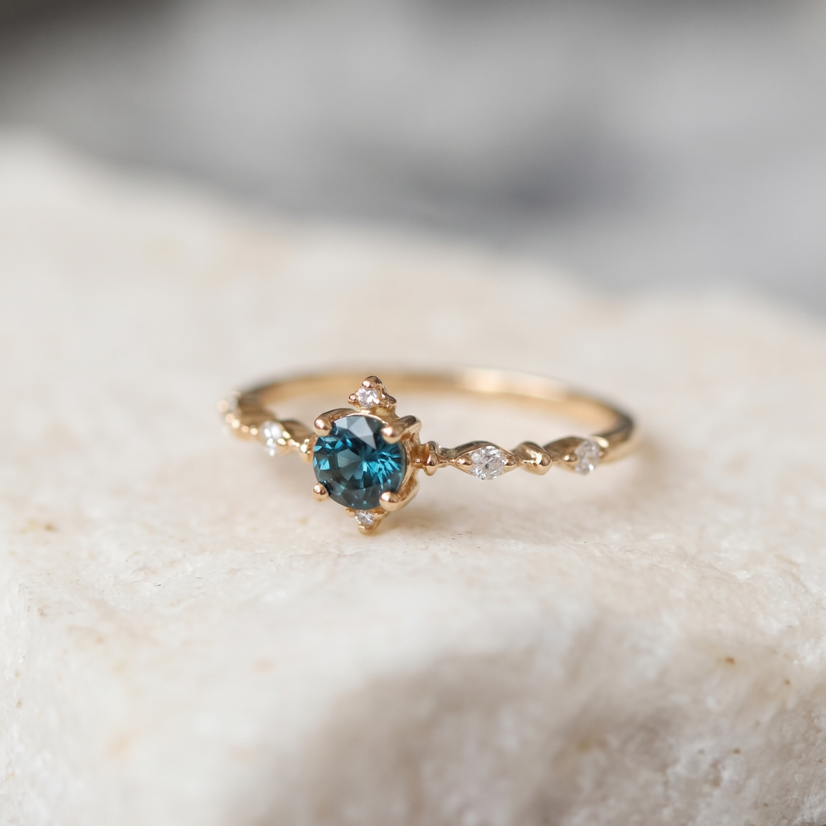 Vintage Rose Gold Sapphire Ring