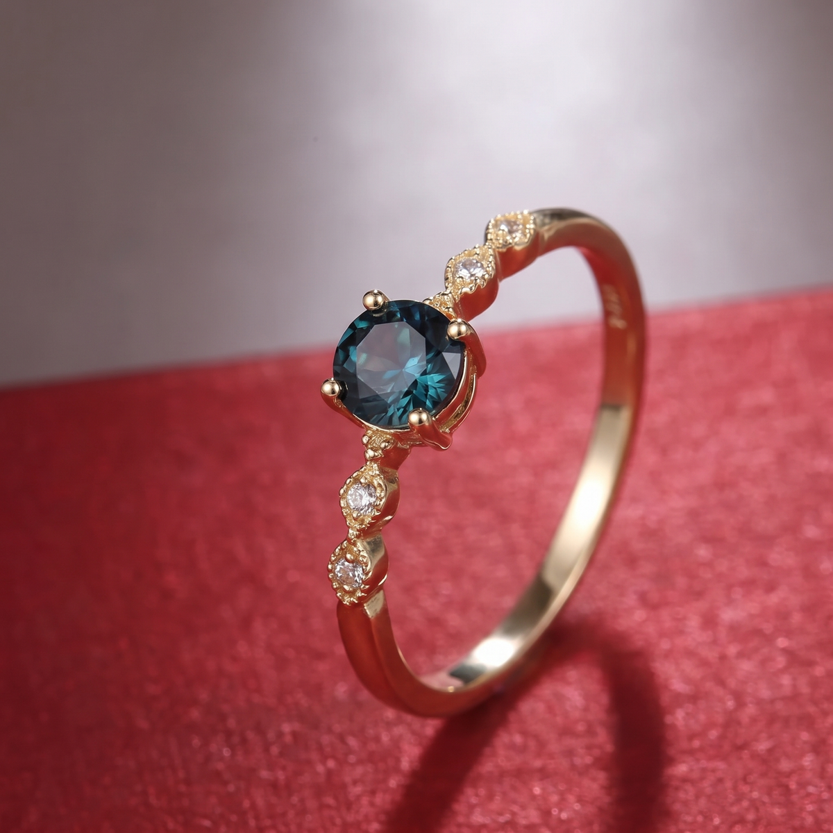 Vintage Blue Crystal Silver Ring