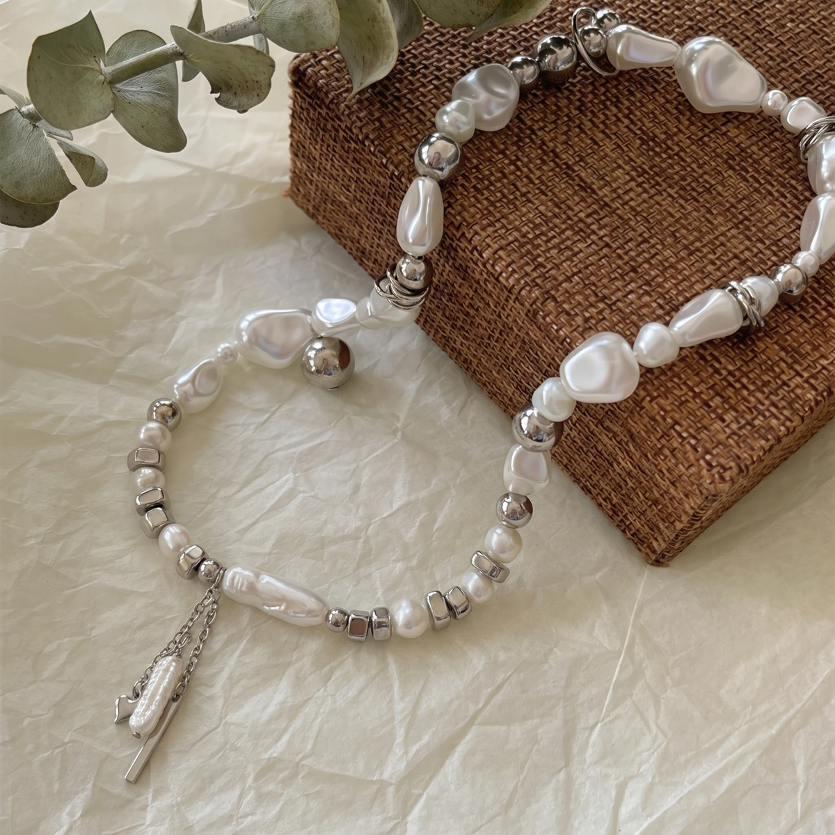 Vintage Pearl & Silver Bead Necklace