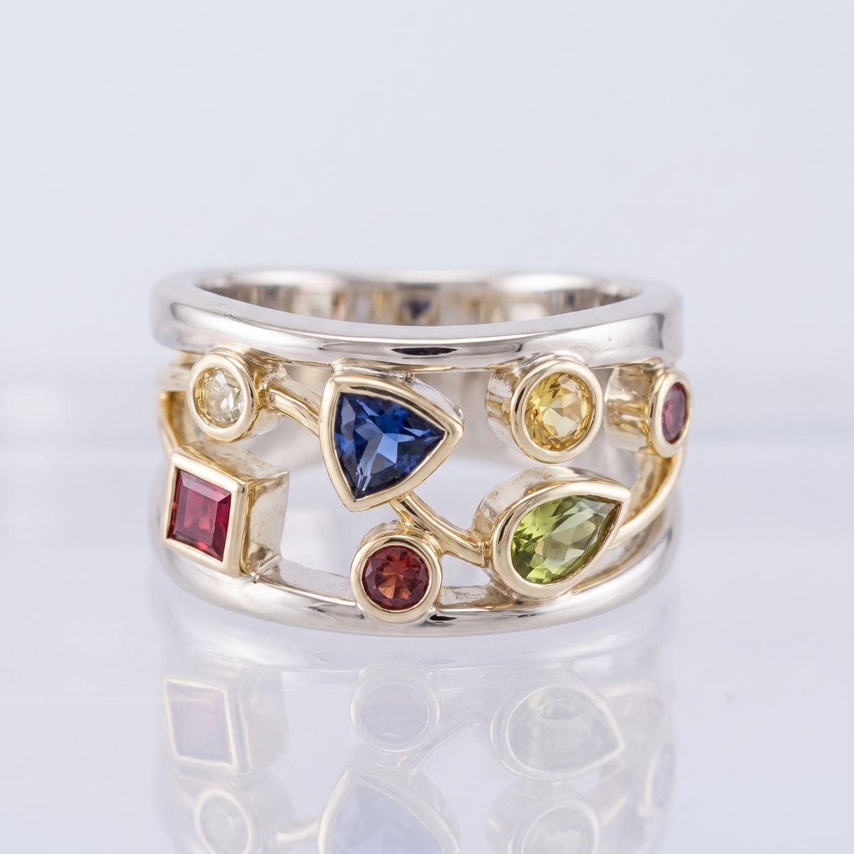 Vintage Gold & Silver Colorful Zirconia Ring