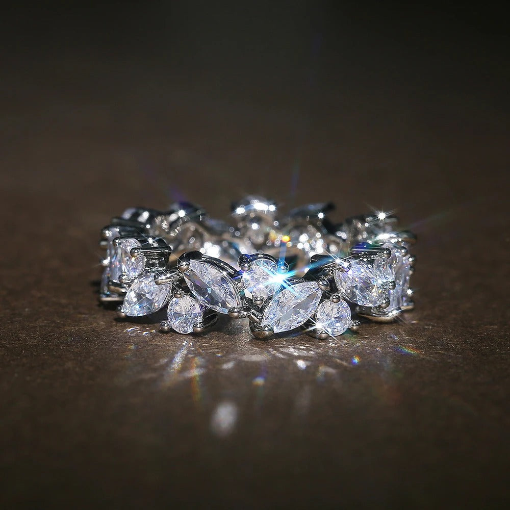 Vintage Marquise Crystals Eternity Ring
