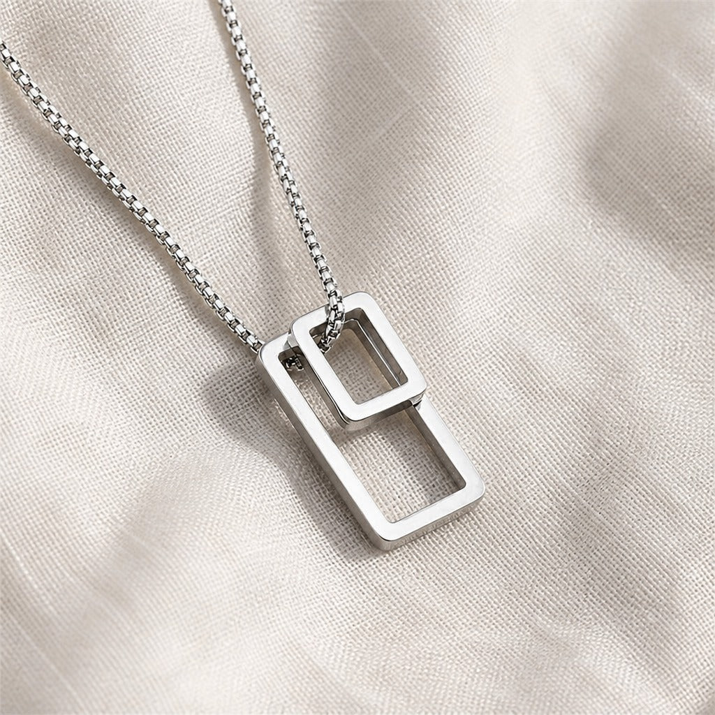 Geometric Rectangle Pendant Necklace